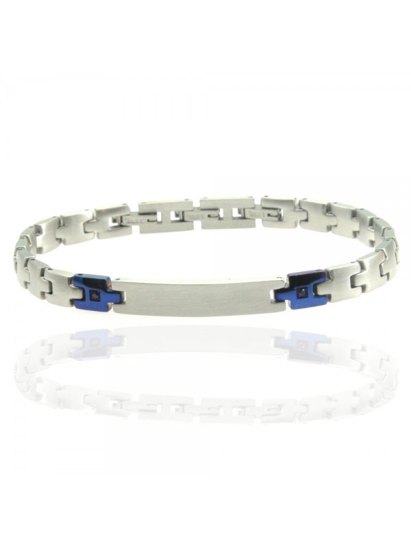 bracciale uomo con piastra in acciaio e strass bcc2926
