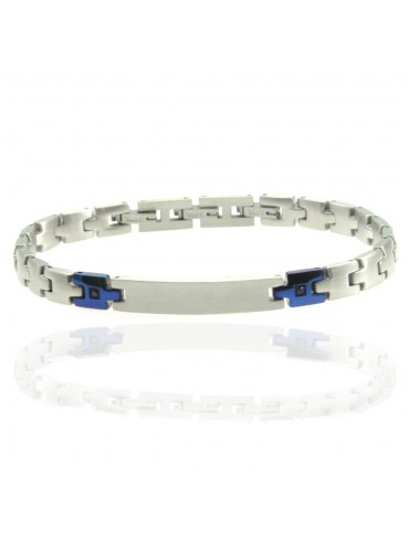 bracciale uomo con piastra in acciaio e strass bcc2926