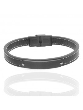 bracciale uomo pelle piastra acciaio bcc2933