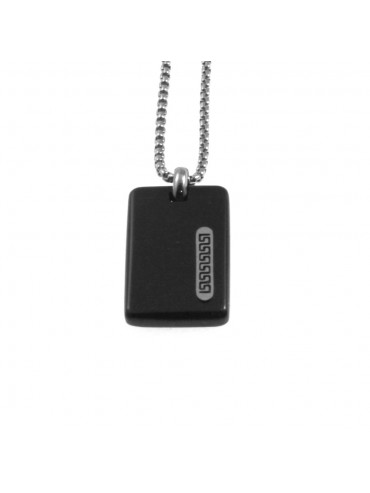 collana piastra uomo con greca acciaio cll1940