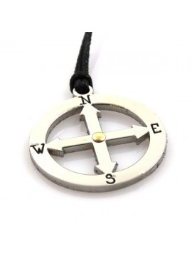 Collana con punti cardinali in acciaio rosa dei venti