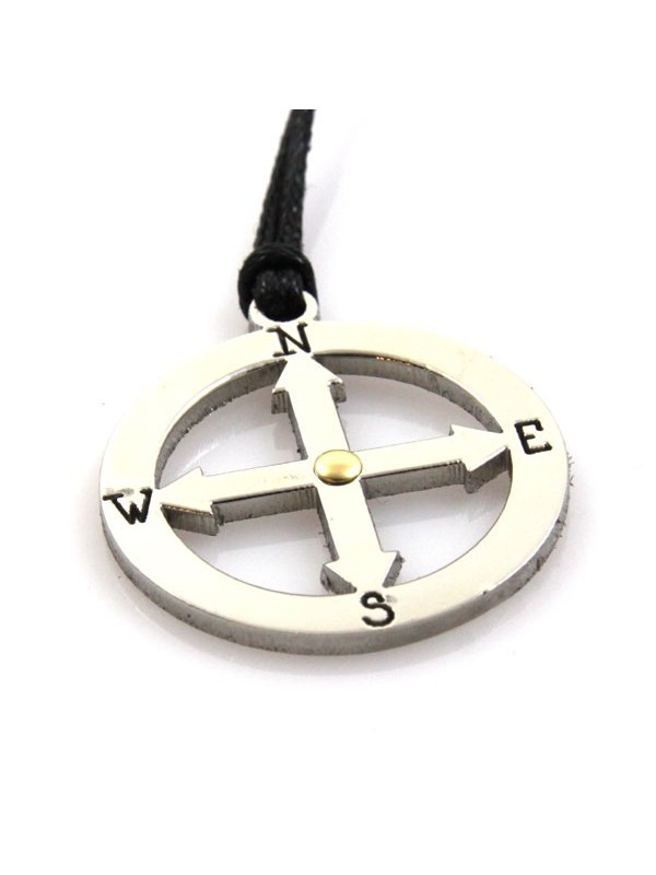 Collana con punti cardinali in acciaio rosa dei venti