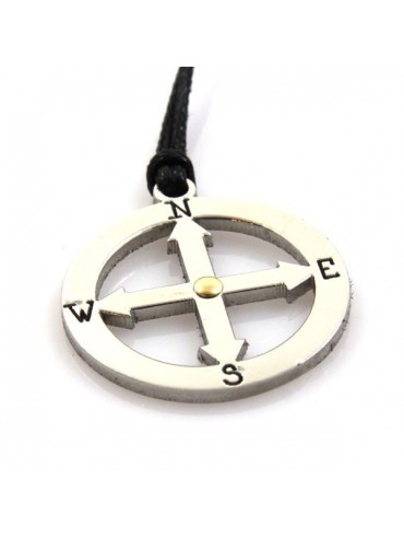 Collana con punti cardinali in acciaio rosa dei venti