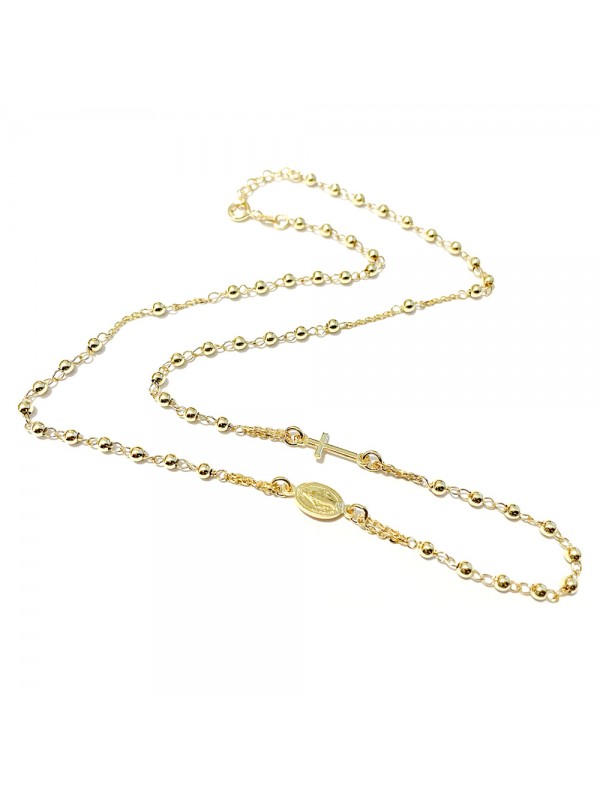 collana rosario in argento dorato