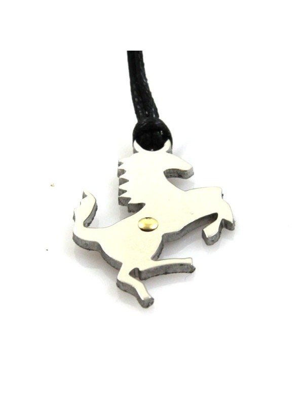 Collana con cavalluccio ferrari in acciaio