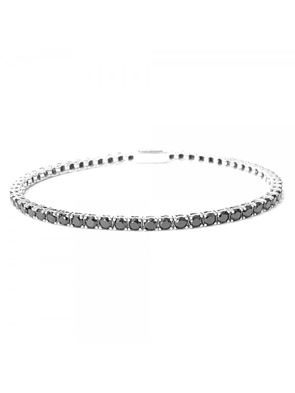 Bracciale tennis in argento strass neri bcc0800