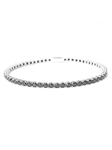 Bracciale tennis uomo argento 925 strass neri bcc1346