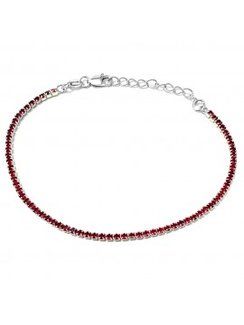 bracciale tennis argento strass rubino bcc1039
