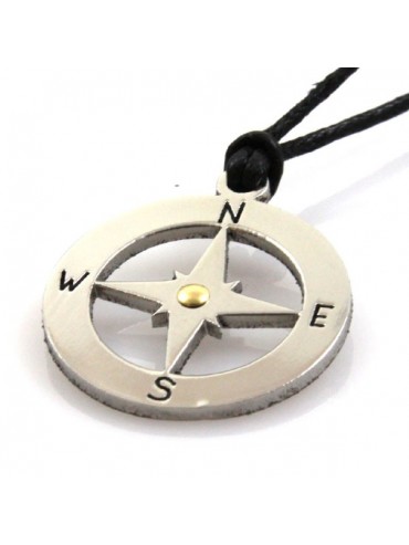 Collana con rosa dei venti in acciaio