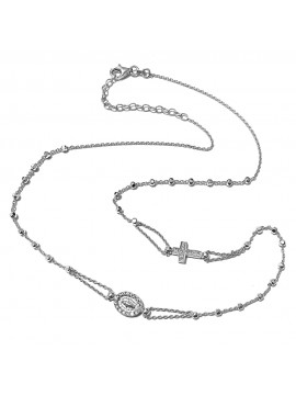 collana rosario in argento 925 e strass cll1380