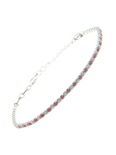 Bracciale tennis argento strass fuxia e bianchi bcc1034