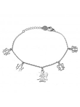 Bracciale angelo angioletto donna in acciaio e strass bcc0008