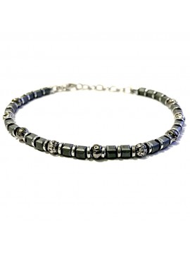 bracciale uomo acciaio e pietra lavica bcc2945