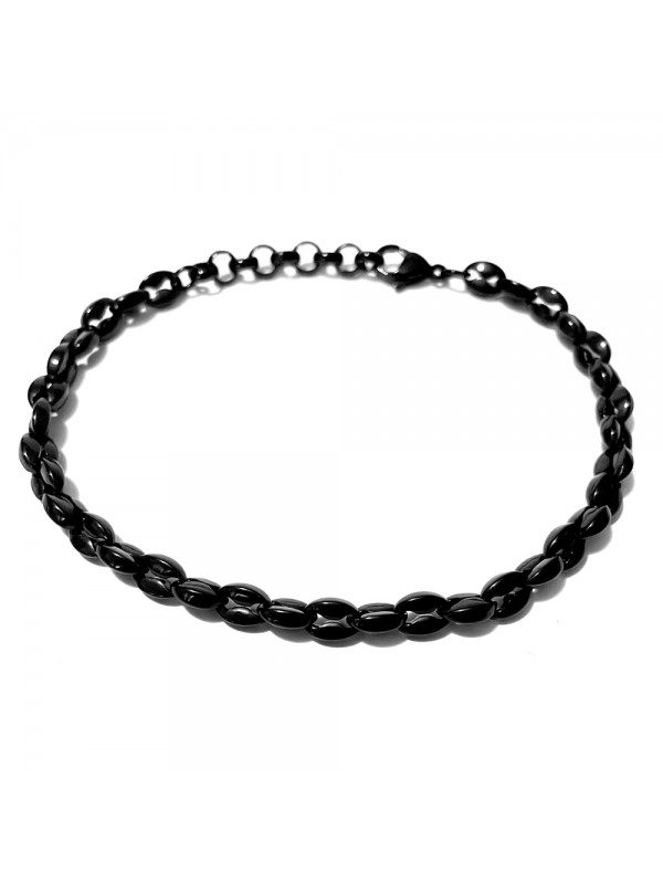bracciale maglia marinara uomo acciaio nero bcc2955