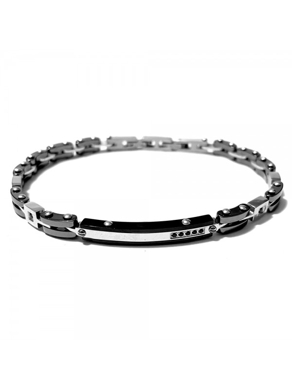 bracciale uomo acciaio ceramica e strass bcc2969