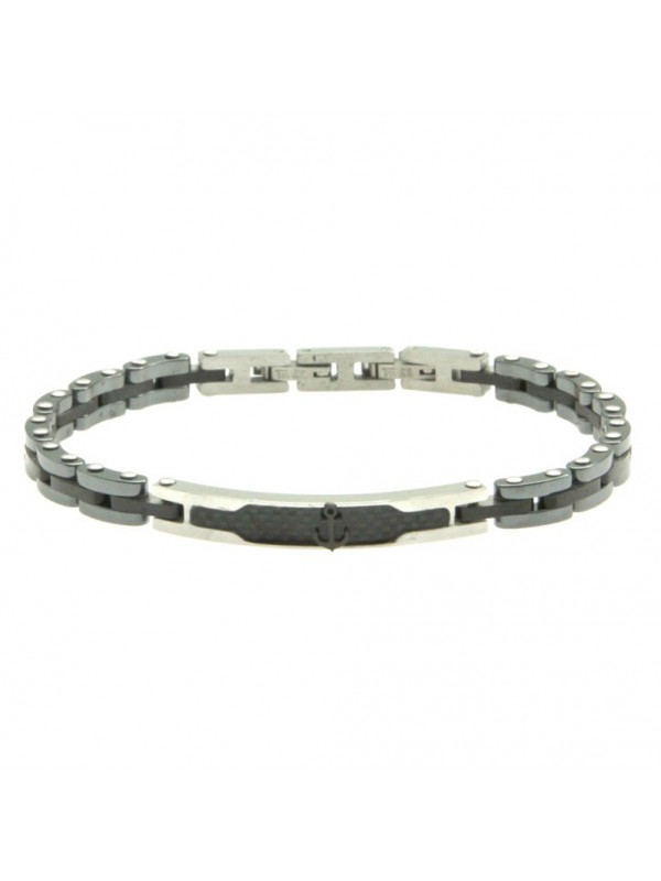 bracciale uomo ancora acciaio e carbonio bcc2970