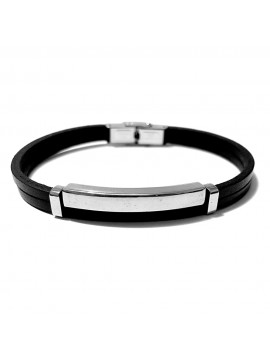 bracciale uomo pelle nera bcc2974