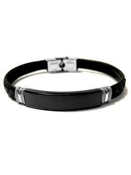 bracciale uomo pelle nera bcc2979