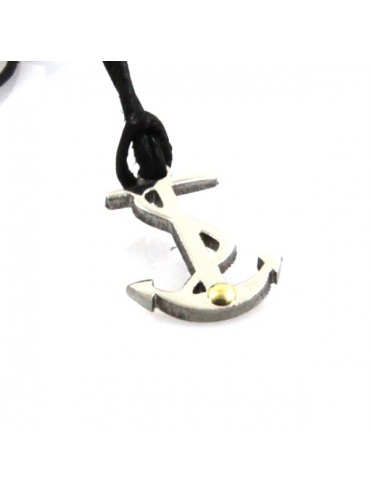 Collana con ancora e corda in acciaio
