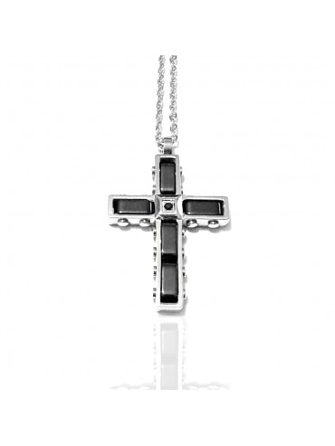Collana con croce uomo in acciaio e ceramica cln0062