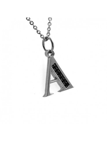 Collana con lettera iniziale a in acciaio