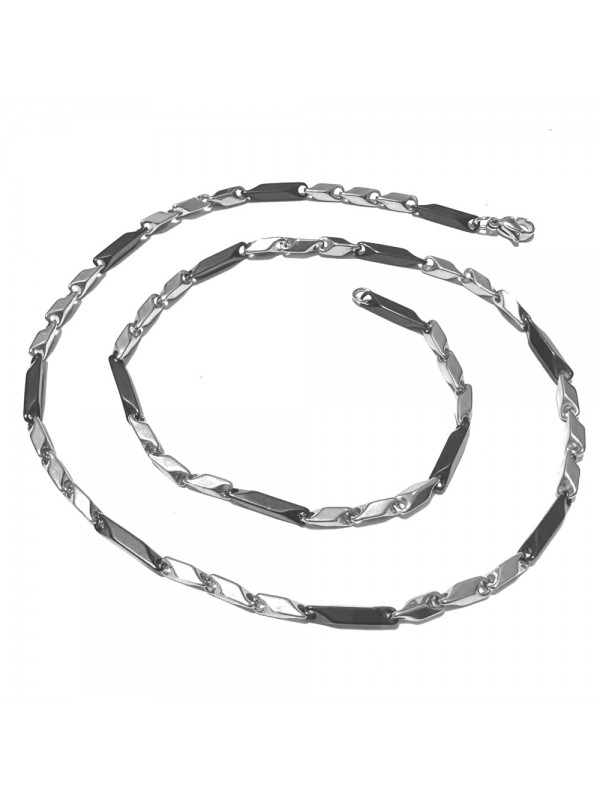 collana uomo acciaio e nero inox cll2111