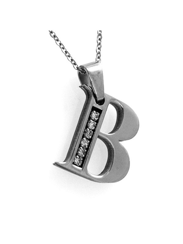 Collana con iniziale lettera b in acciaio