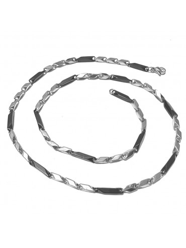 collana uomo acciaio e nero inox cll2111