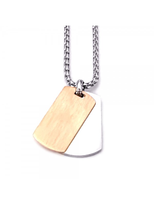 Collana doppia piastra in acciaio bicolore