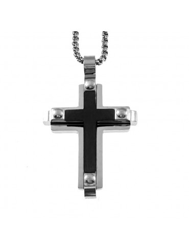 collana croce uomo acciaio cll2122