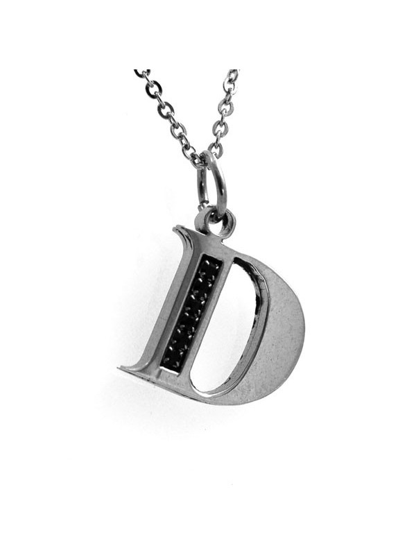 Collana con lettera iniziale d in acciaio