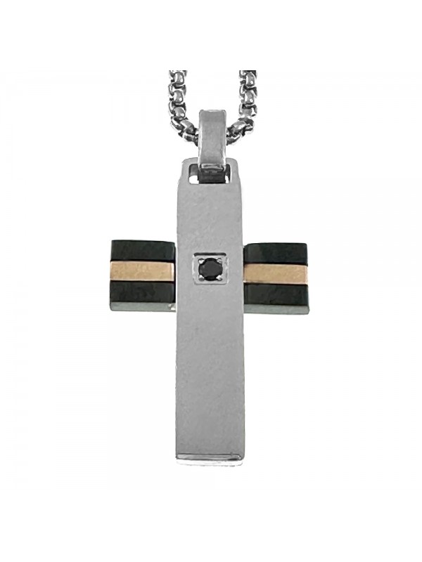 collana croce uomo acciaio cll2129