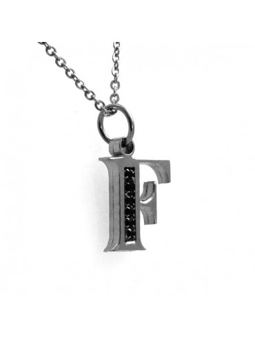 Collana con lettera iniziale f in acciaio