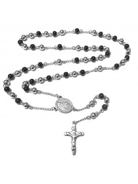 collana rosario in acciaio brunito