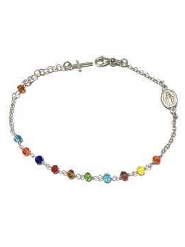 bracciale rosario in argento postine colorate