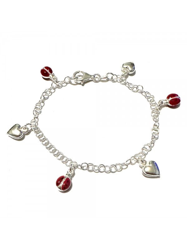 bracciale coccinella donna ragazza bimba argento bcc2739