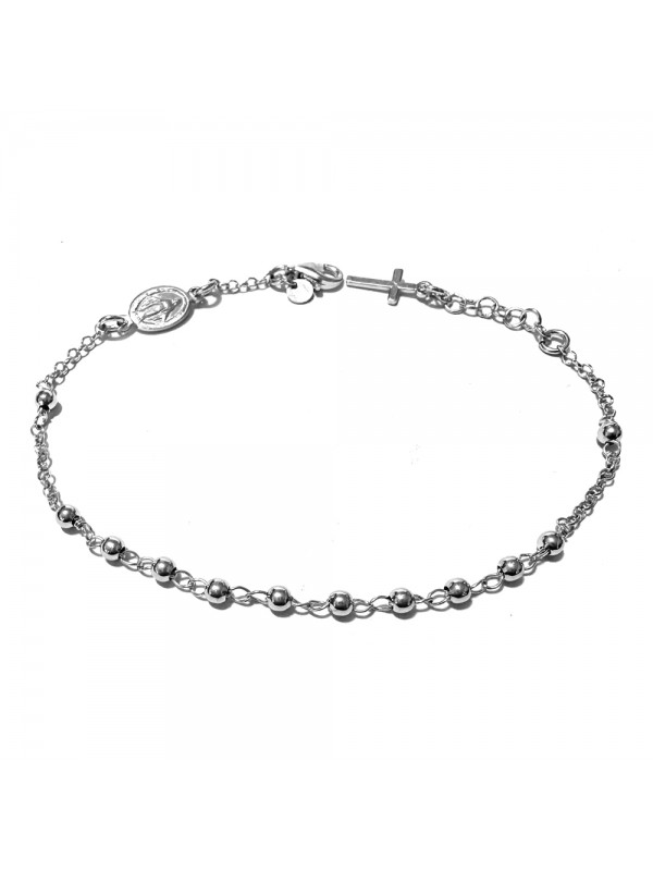 bracciale rosario in argento 925 postine diamantate