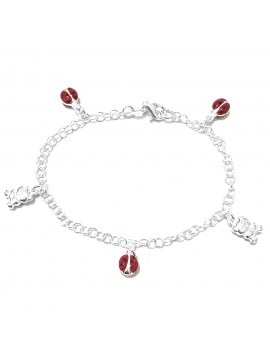 bracciale coccinella donna ragazza bimba argento bcc2735
