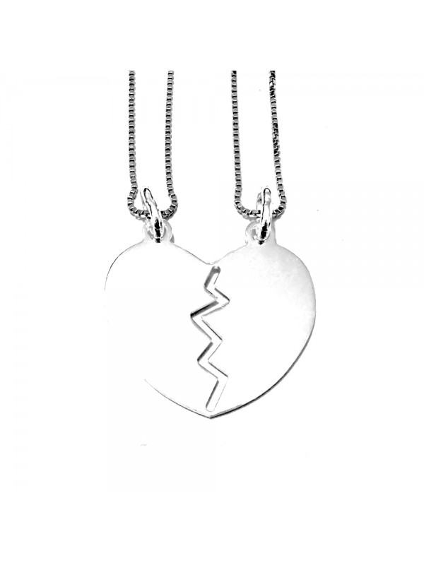 Collana con cuore che si divide in argento