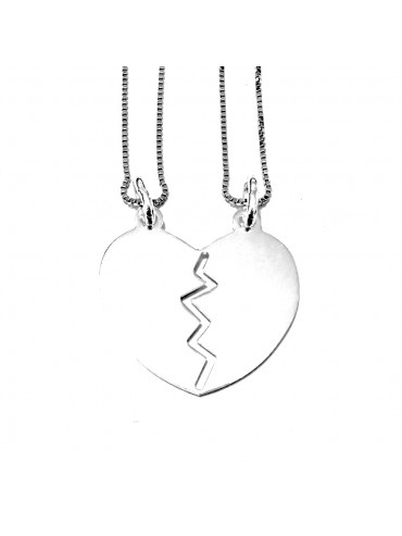 Collana con cuore che si divide in argento