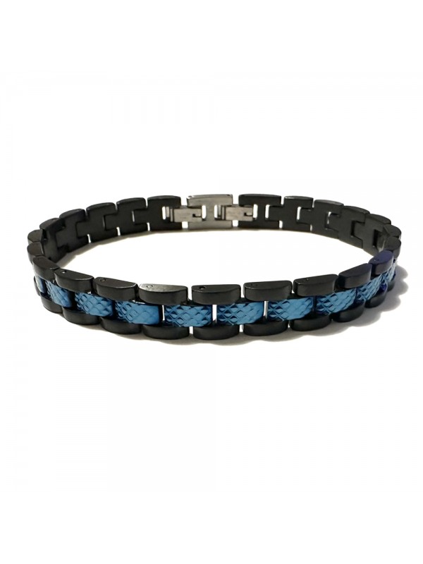 Bracciale uomo acciaio centrale zighirinato blu - bcc2237