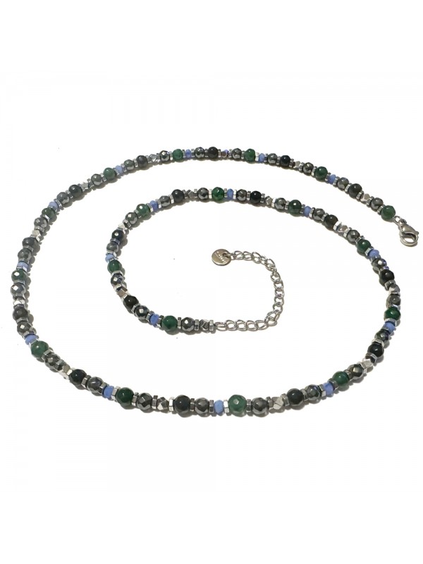 Collana uomo in acciaio inossidabile maglia a pallini bicolore