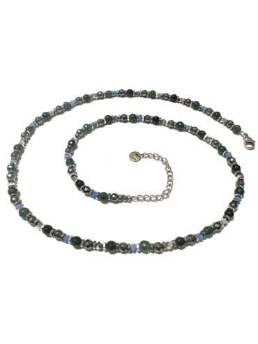 Collana uomo in acciaio inossidabile maglia a pallini bicolore