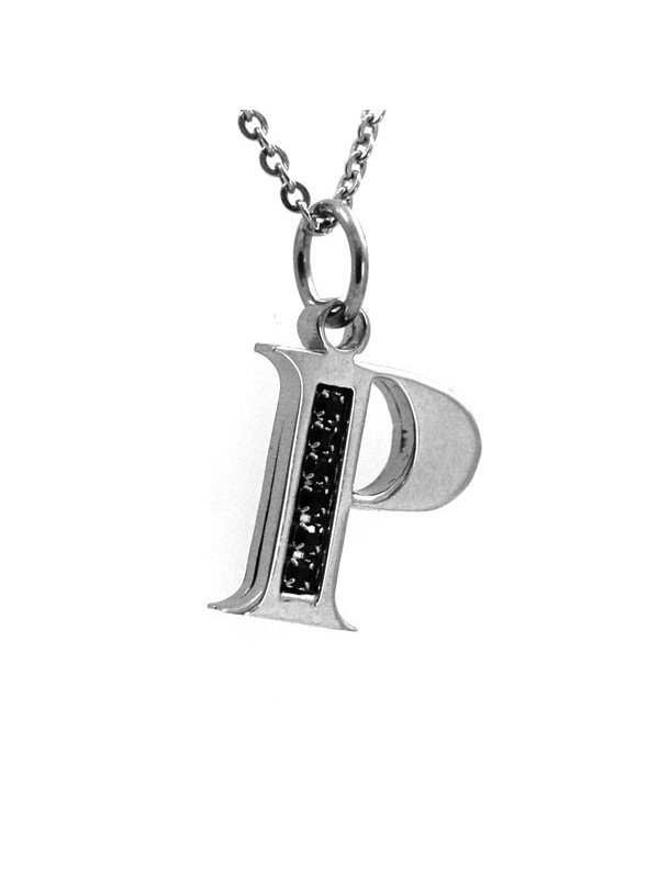 Collana con lettera iniziale p in acciaio