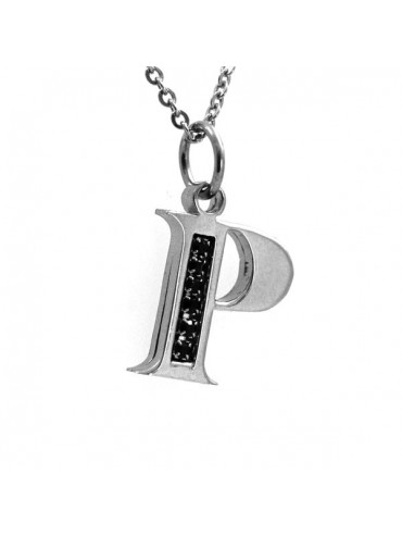 Collana con lettera iniziale p in acciaio
