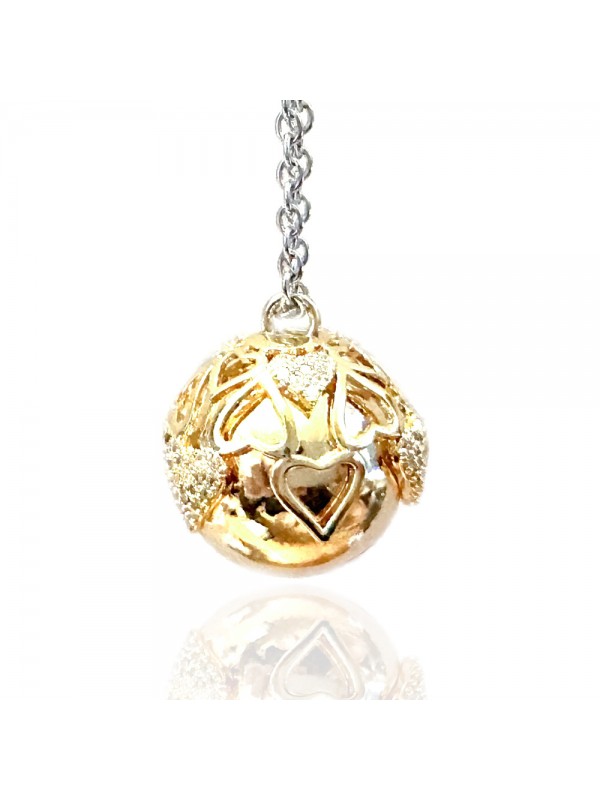 chiama angeli collana donna campanellino per gravidanza con cuori cll2160