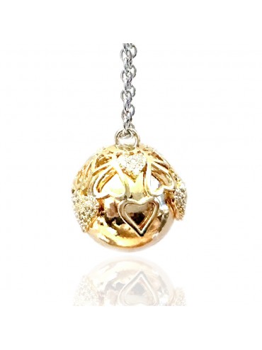 chiama angeli collana donna campanellino per gravidanza con cuori cll2160