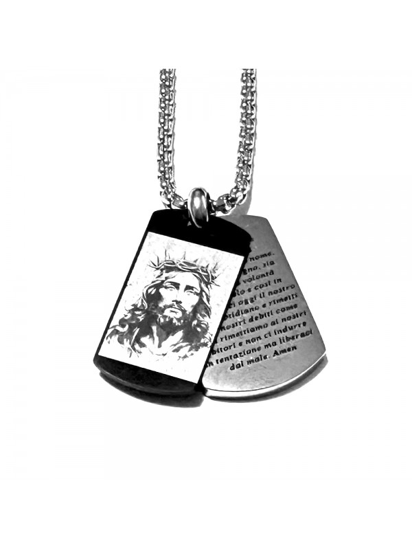 Collana piastra con volto di gesu cristo