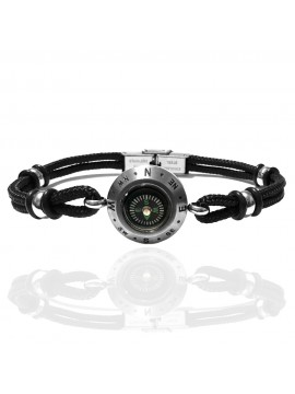 Bracciale uomo bussola marinara acciaio e corda bcc3046