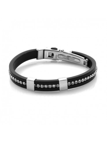 Bracciale in caucciu acciaio e strass